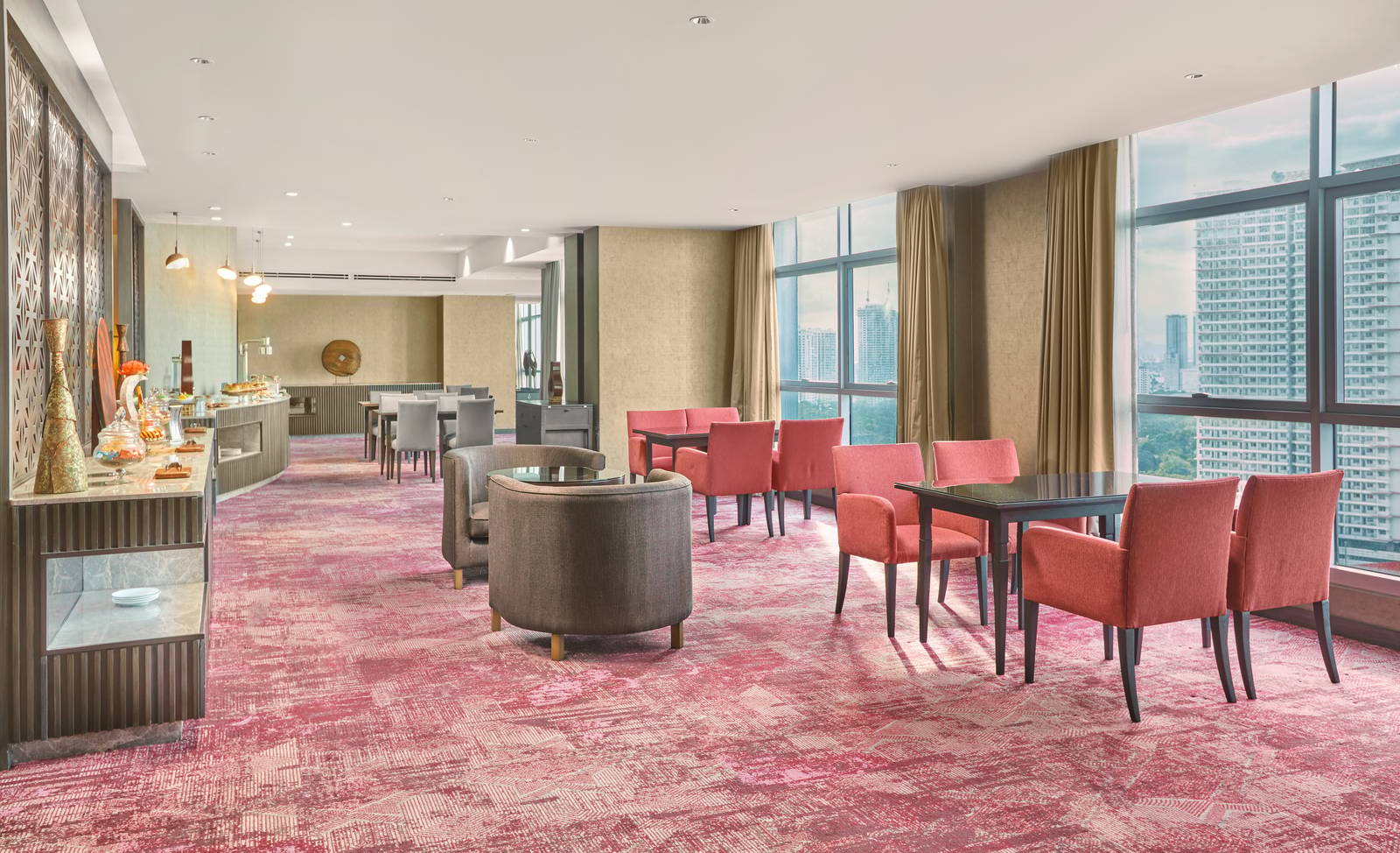 AMBIENT lighting evoke a sense of intimacy and spaciousness at the lounge.